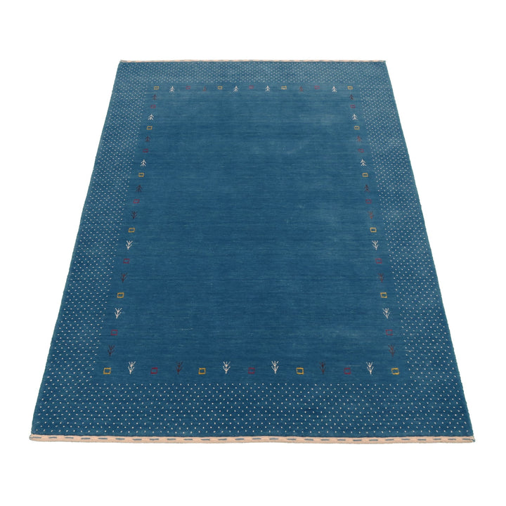 Light Blue Contemporary Gabbeh Border Design Hand Loomed Wool Area Rug - The Rug Decor