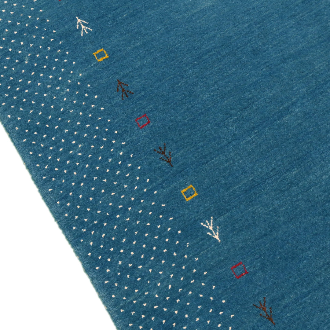 Light Blue Contemporary Gabbeh Border Design Hand Loomed Wool Area Rug - The Rug Decor