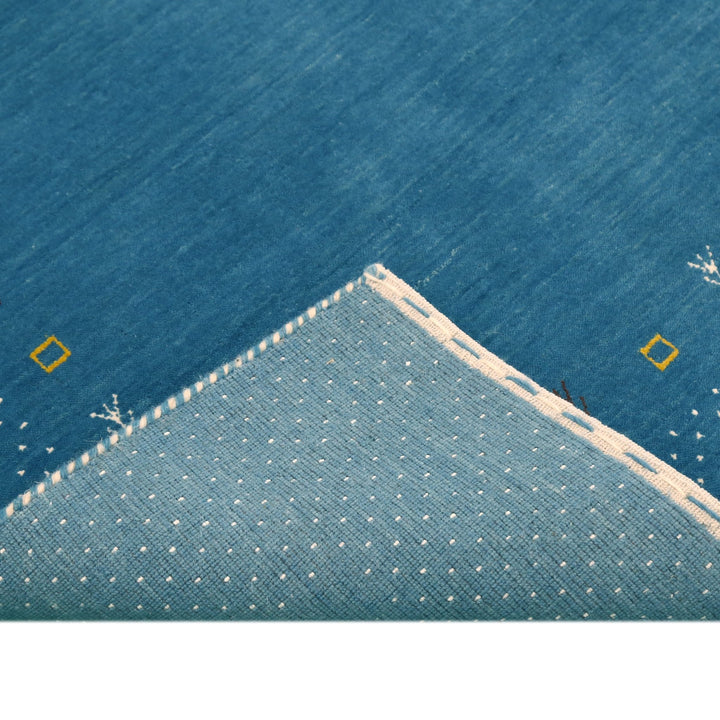 Light Blue Contemporary Gabbeh Border Design Hand Loomed Wool Area Rug - The Rug Decor