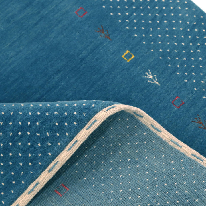 Light Blue Contemporary Gabbeh Border Design Hand Loomed Wool Area Rug - The Rug Decor