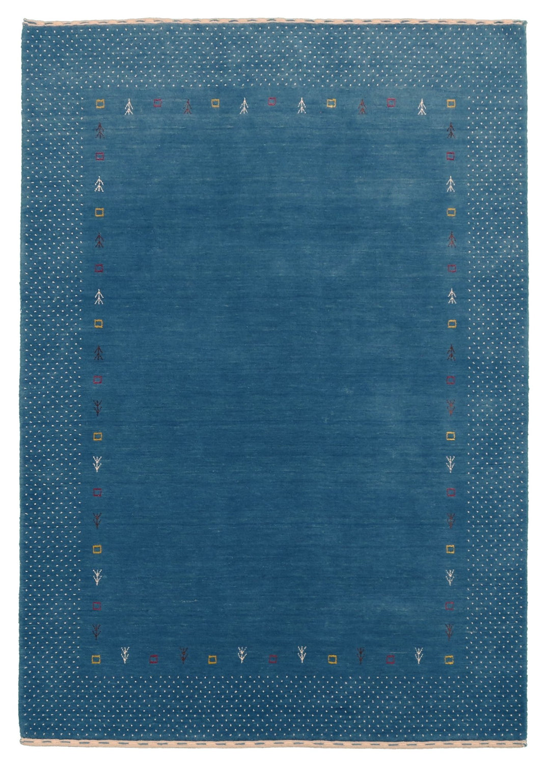 Light Blue Contemporary Gabbeh Border Design Hand Loomed Wool Area Rug - The Rug Decor