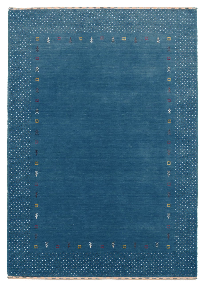 Light Blue Contemporary Gabbeh Border Design Hand Loomed Wool Area Rug - The Rug Decor
