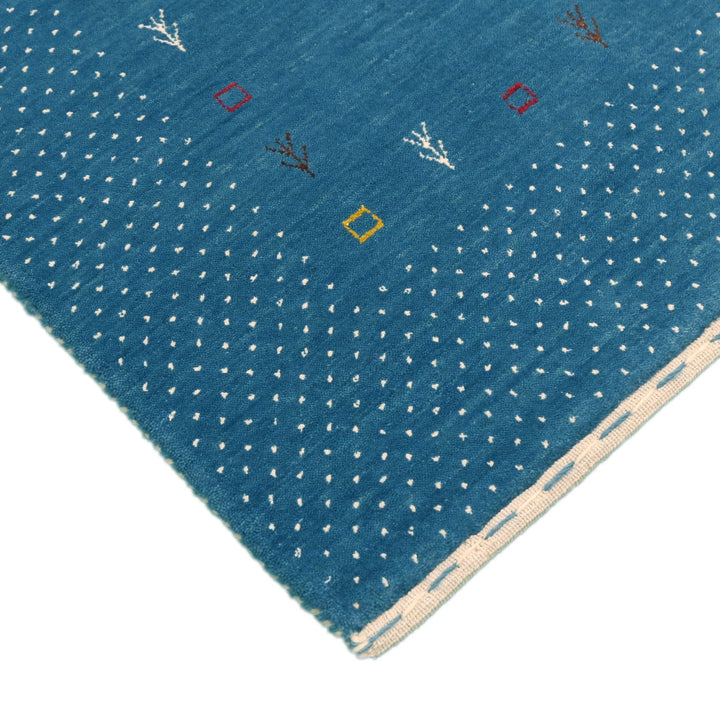 Light Blue Contemporary Gabbeh Border Design Hand Loomed Wool Area Rug - The Rug Decor