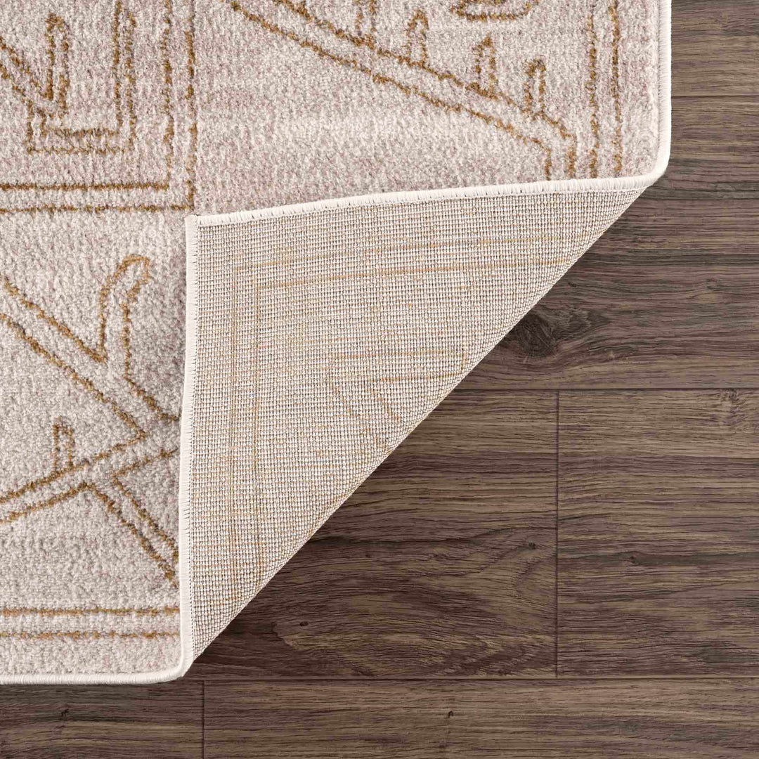Light Peach and Gold Contemporary Tribal Design Area Rug - The Rug Decor