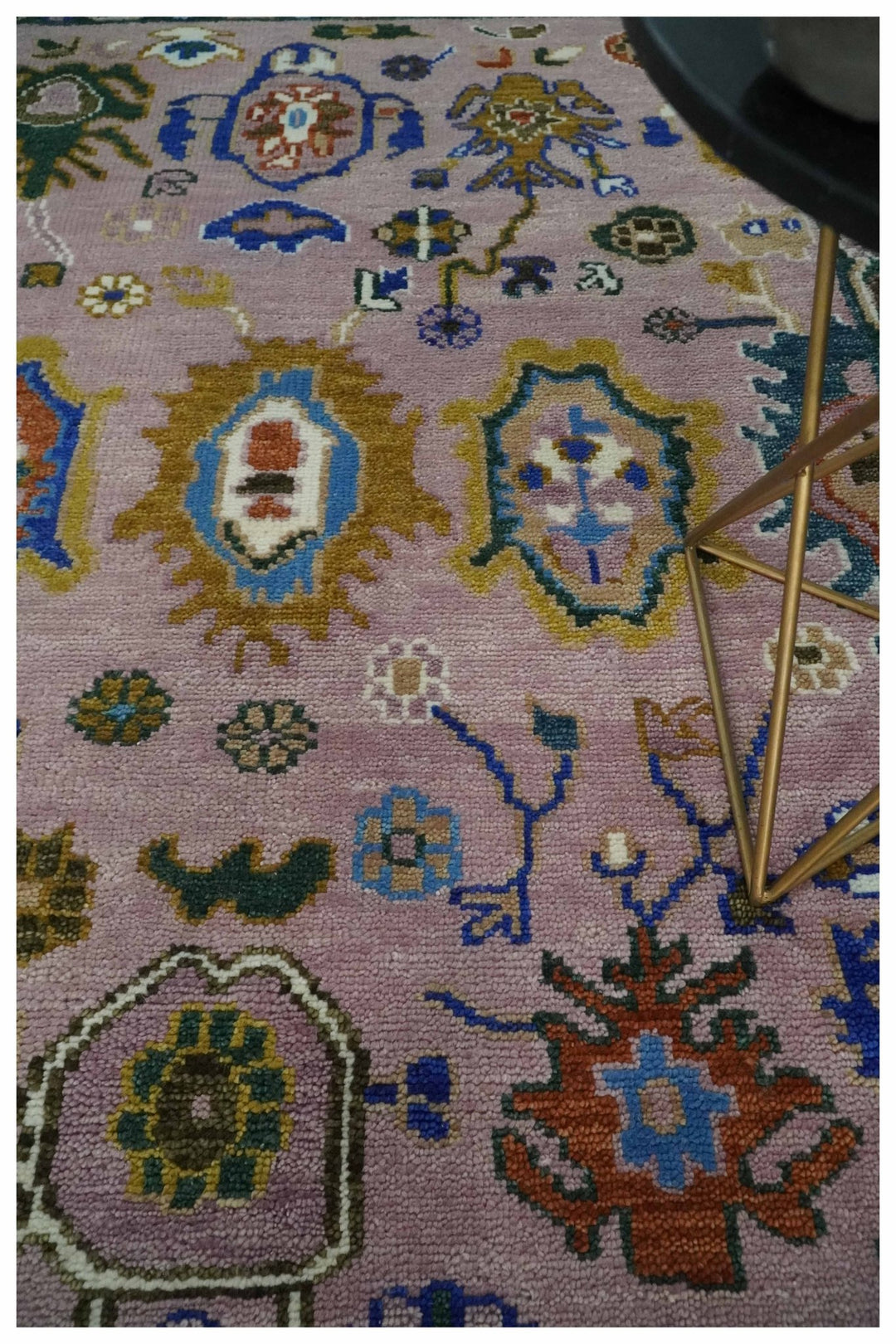 Light Purple, Ivory and Blue Hand knotted Traditional Oushak Multi Size wool Area Rug - The Rug Decor