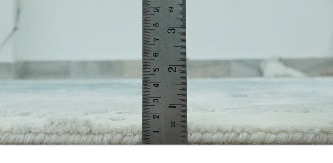 Modern Abstract blue, Ivory and Silver 4x6 Hand Knotted wool Area Rug - The Rug Decor