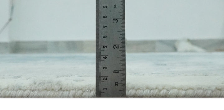 Modern Abstract blue, Ivory and Silver 4x6 Hand Knotted wool Area Rug - The Rug Decor