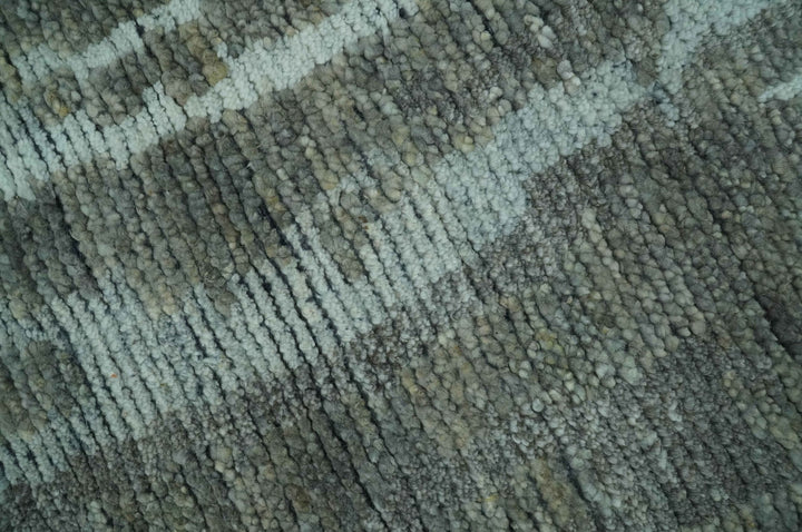 Modern abstract Charcoal and Light Blue Hand knotted 5x8 wool Area Rug - The Rug Decor