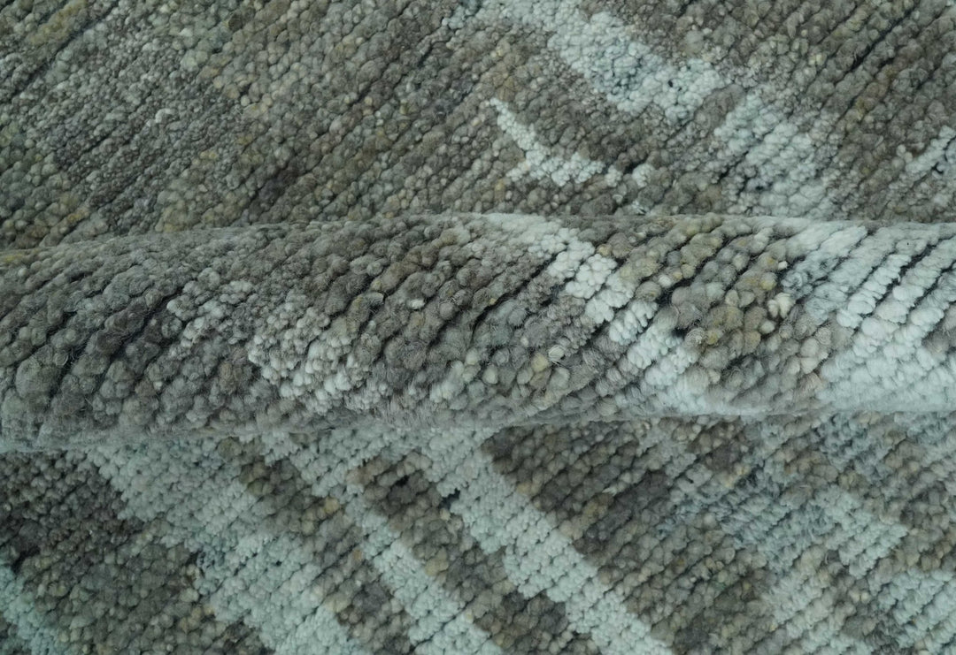 Modern abstract Charcoal and Light Blue Hand knotted 5x8 wool Area Rug - The Rug Decor