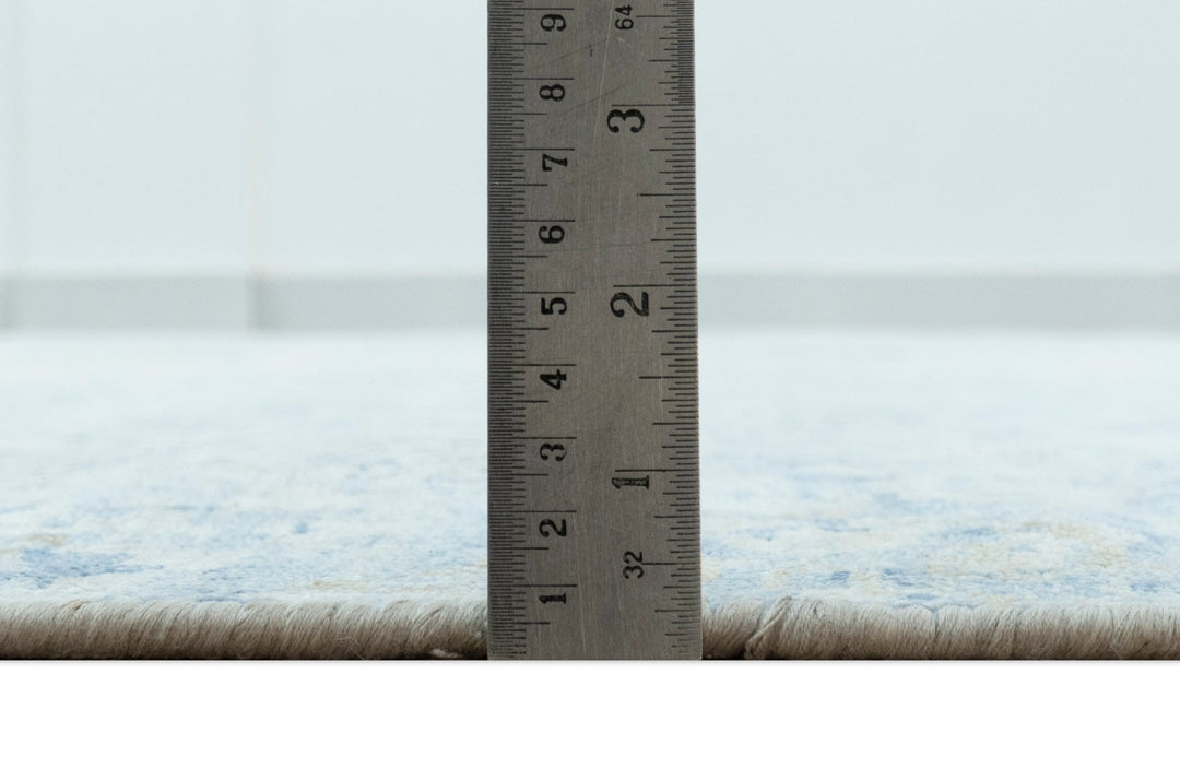 Modern Abstract Design Gray And Blue 10x13 Hand Knotted Bamboo Silk Area Rug - The Rug Decor