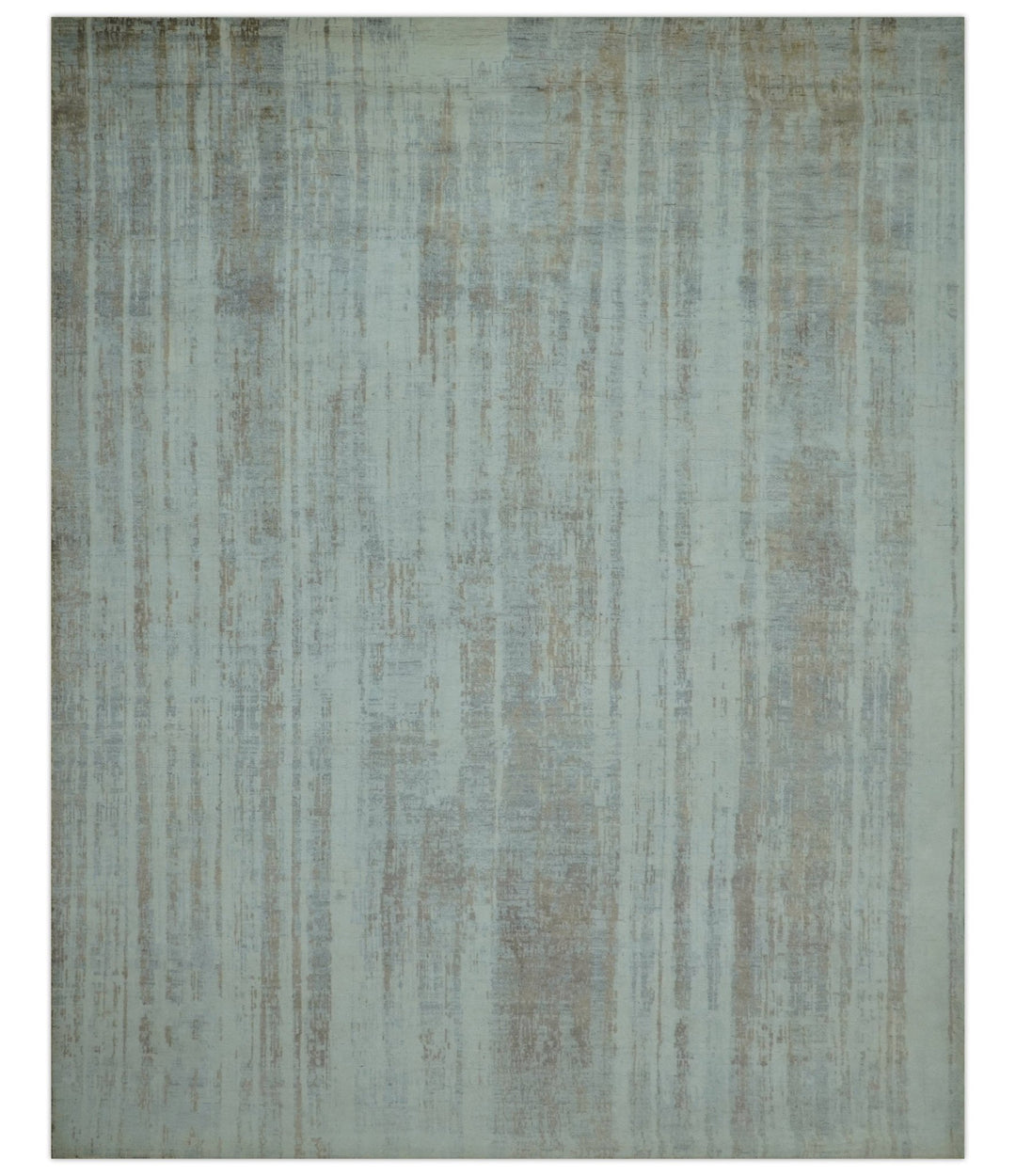 Modern Abstract Design Gray And Blue 8x10 Hand Knotted Bamboo Silk Area Rug - The Rug Decor