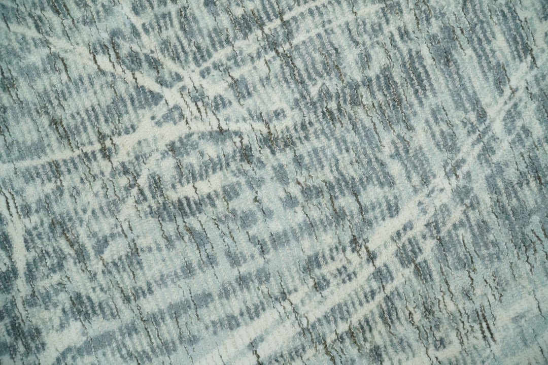 Modern Abstract Gray and Ivory 5x8 Hand loom wool and Viscose Area Rug - The Rug Decor