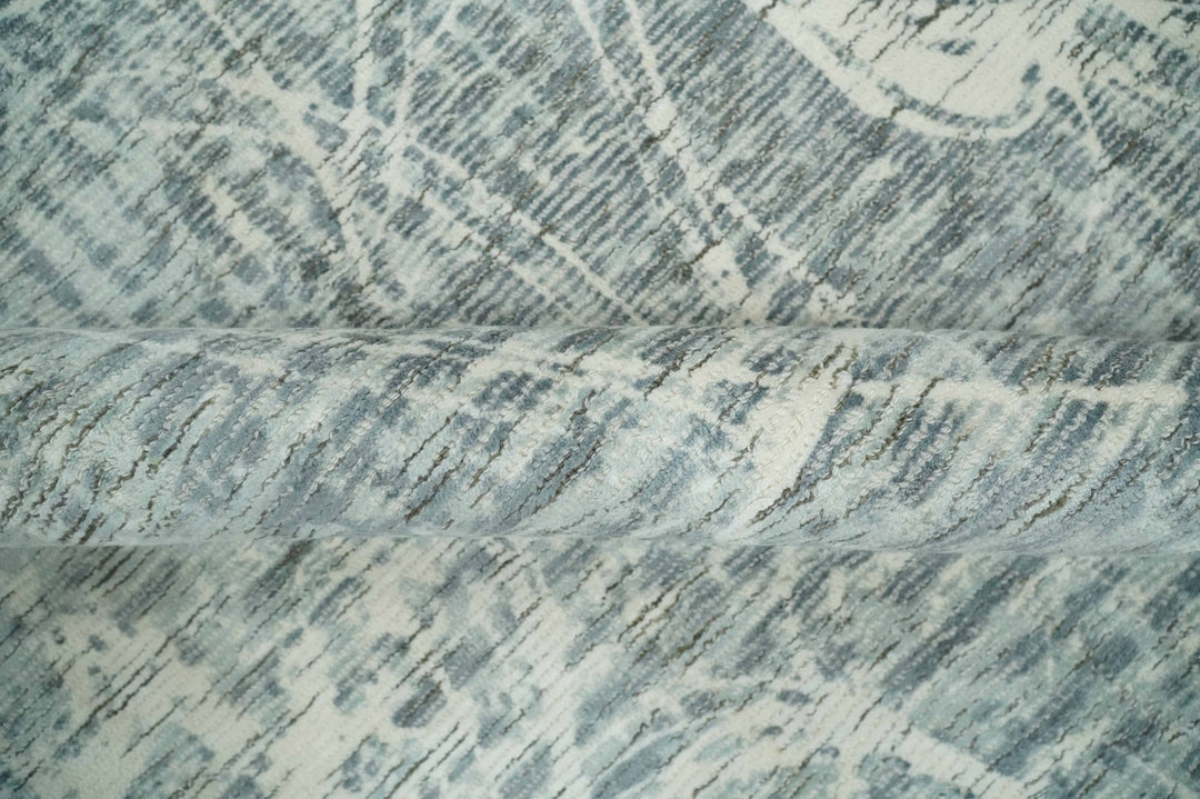 Modern Abstract Gray and Ivory 5x8 Hand loom wool and Viscose Area Rug - The Rug Decor