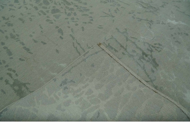 Modern Abstract Gray, Green and Silver Hand loom 4.6x6.6 wool and Art Silk Area Rug - The Rug Decor