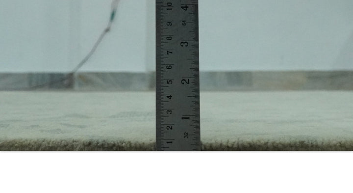 Modern Abstract Gray, Green and Silver Hand loom 4.6x6.6 wool and Art Silk Area Rug - The Rug Decor