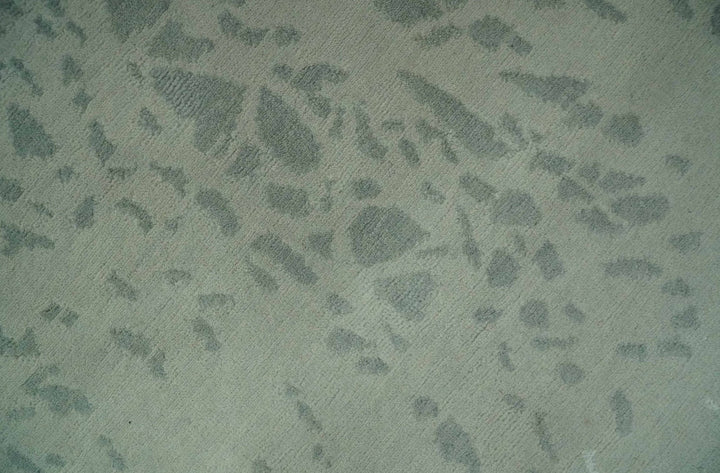 Modern Abstract Gray, Green and Silver Hand loom 4.6x6.6 wool and Art Silk Area Rug - The Rug Decor