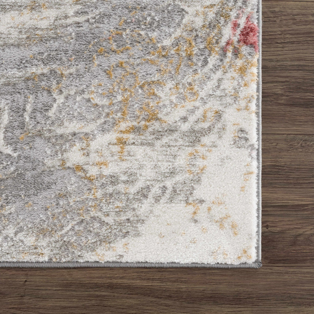 Modern Abstract Gray, Ivory and Maroon Multi Size Area Rug - The Rug Decor