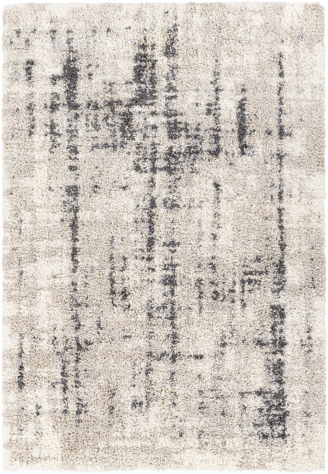 Modern Abstract Ivory and Charcoal Plush Pile Area Rug - The Rug Decor
