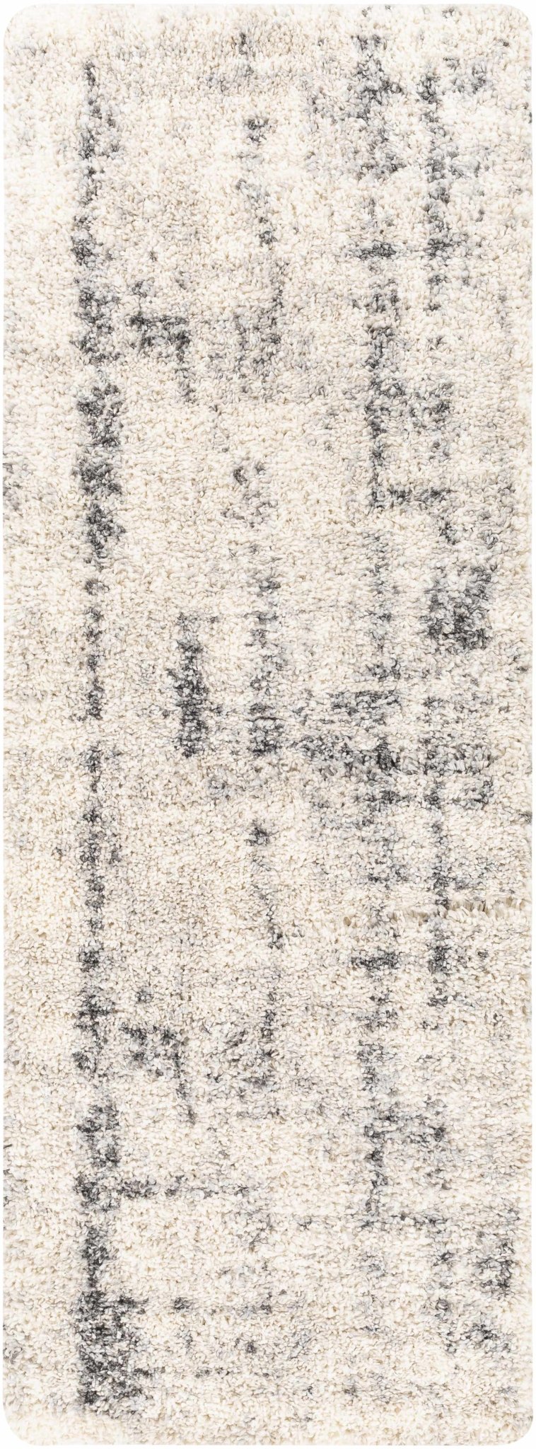 Modern Abstract Ivory and Charcoal Plush Pile Area Rug - The Rug Decor