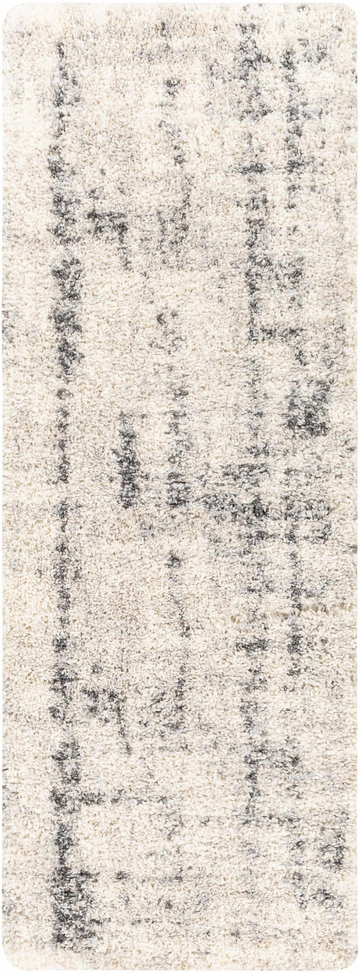 Modern Abstract Ivory and Charcoal Plush Pile Area Rug - The Rug Decor
