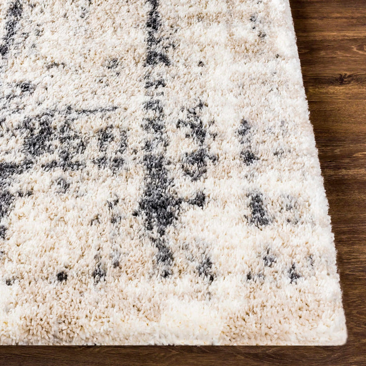 Modern Abstract Ivory and Charcoal Plush Pile Area Rug - The Rug Decor