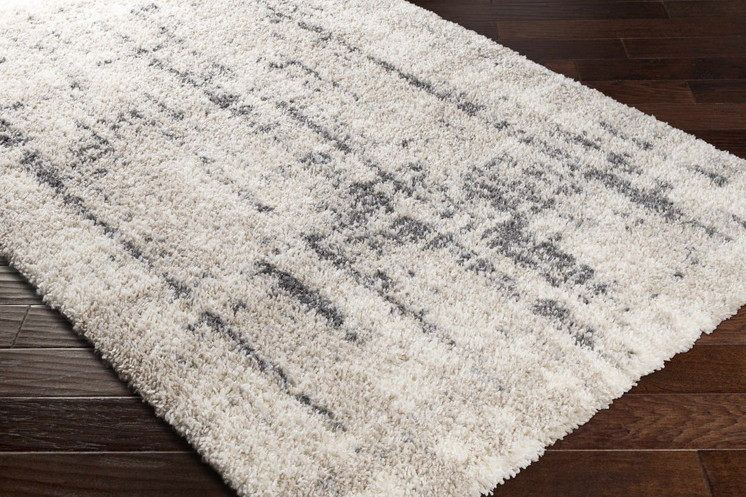 Modern Abstract Ivory and Charcoal Plush Pile Area Rug - The Rug Decor