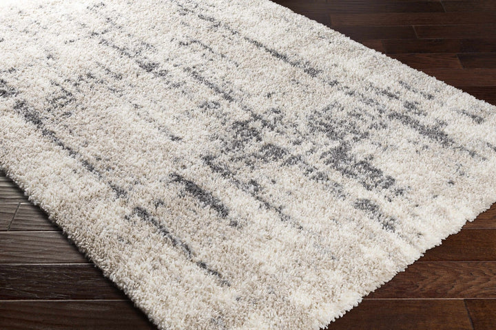 Modern Abstract Ivory and Charcoal Plush Pile Area Rug - The Rug Decor