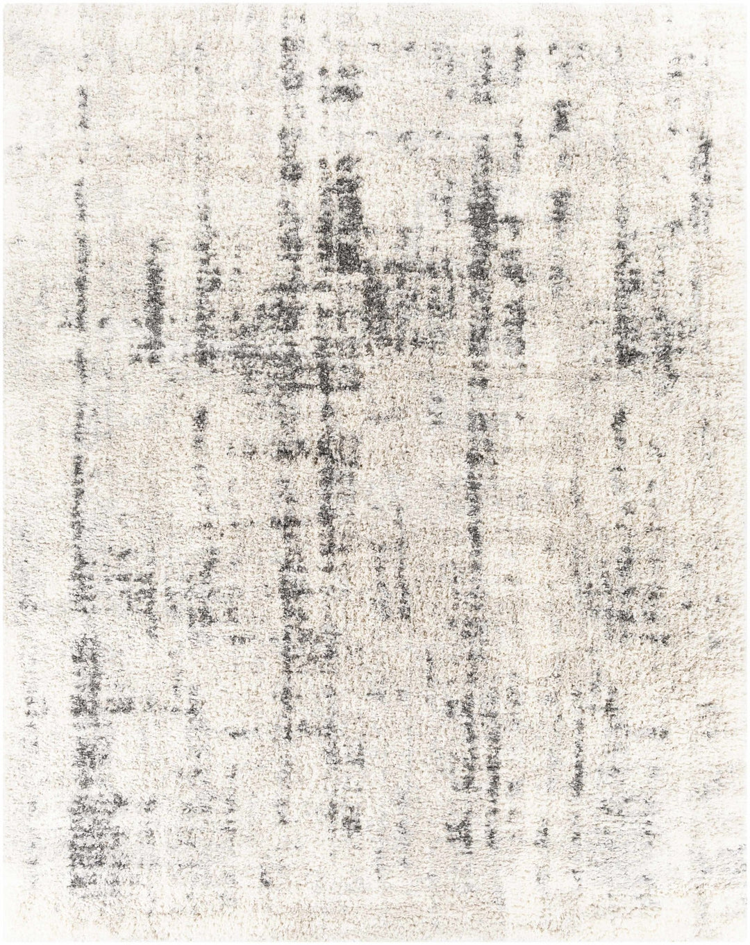 Modern Abstract Ivory and Charcoal Plush Pile Area Rug - The Rug Decor