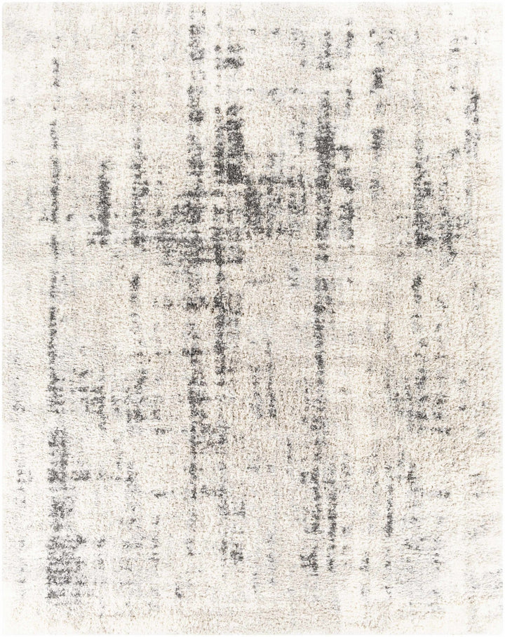 Modern Abstract Ivory and Charcoal Plush Pile Area Rug - The Rug Decor