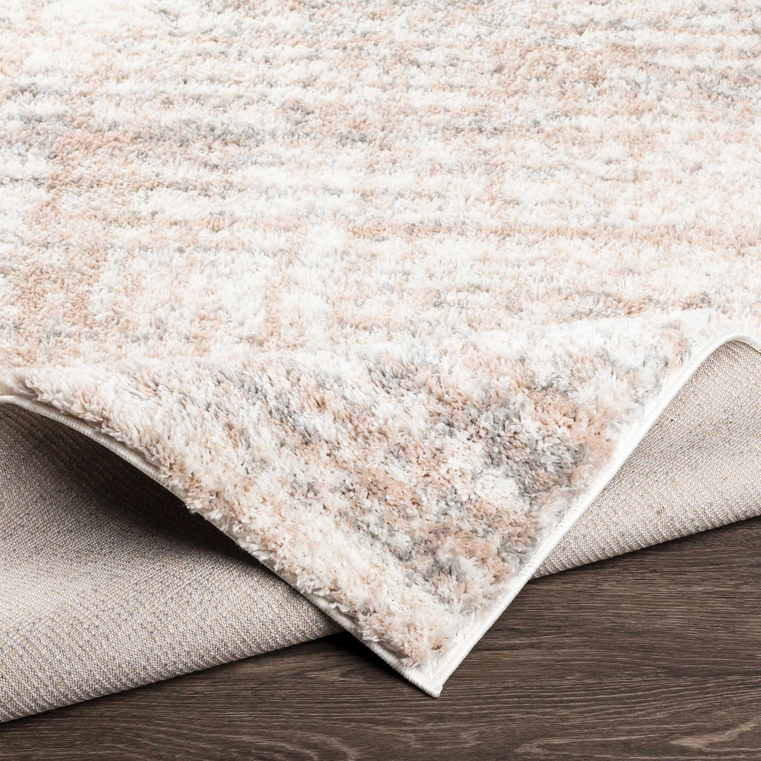 Modern Abstract Ivory, Peach and Gray Contemporary Plush pile area rug - The Rug Decor