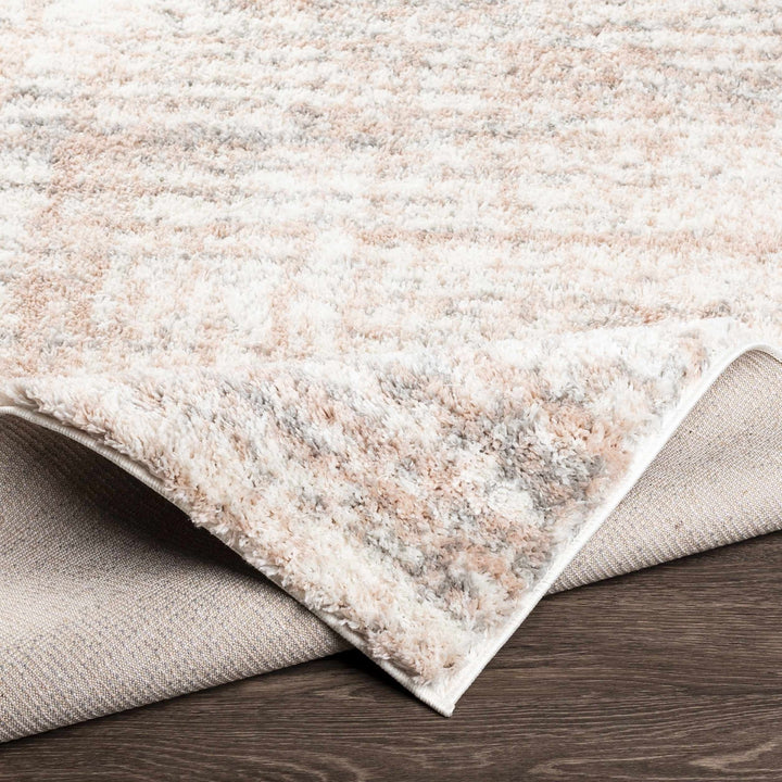 Modern Abstract Ivory, Peach and Gray Contemporary Plush pile area rug - The Rug Decor