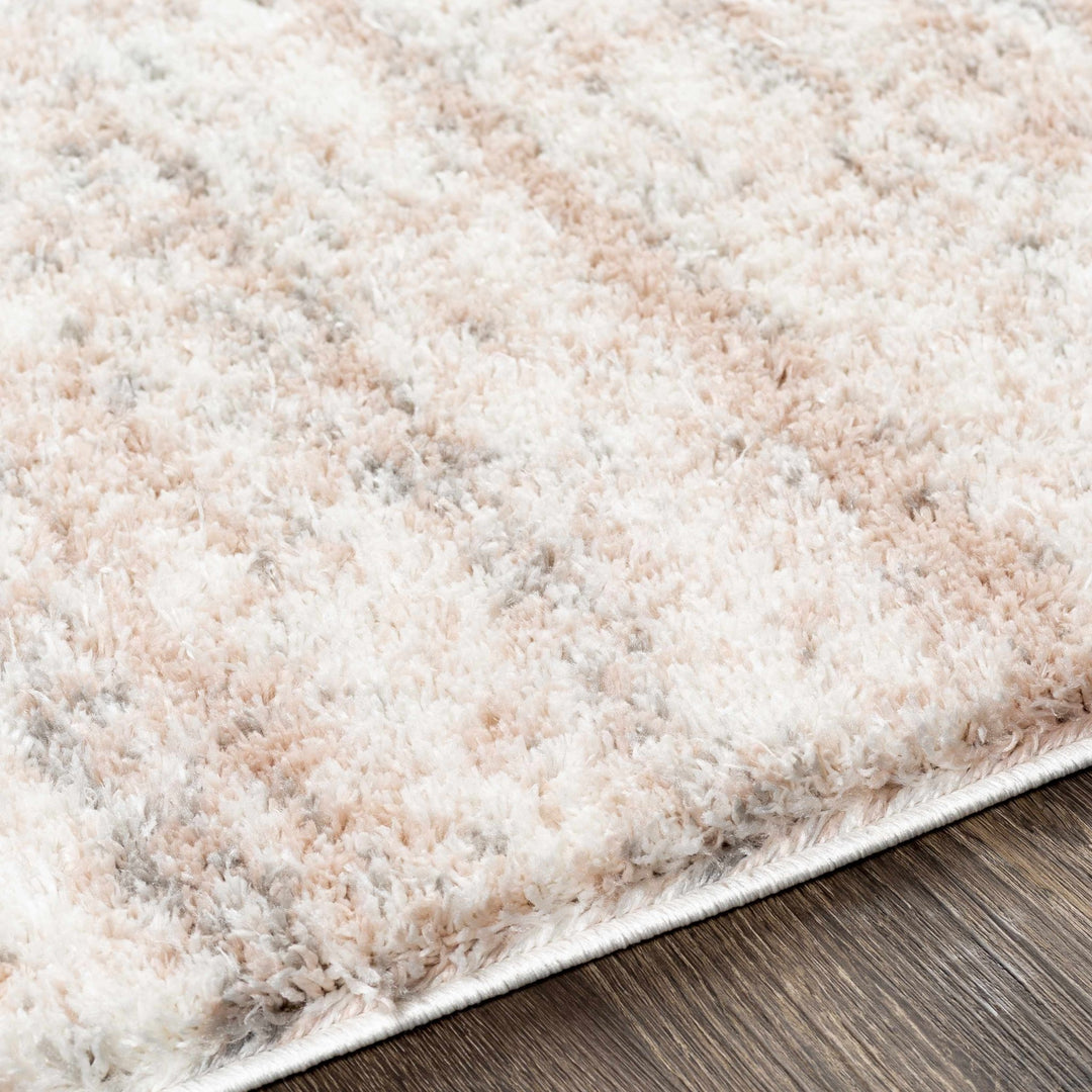 Modern Abstract Ivory, Peach and Gray Contemporary Plush pile area rug - The Rug Decor