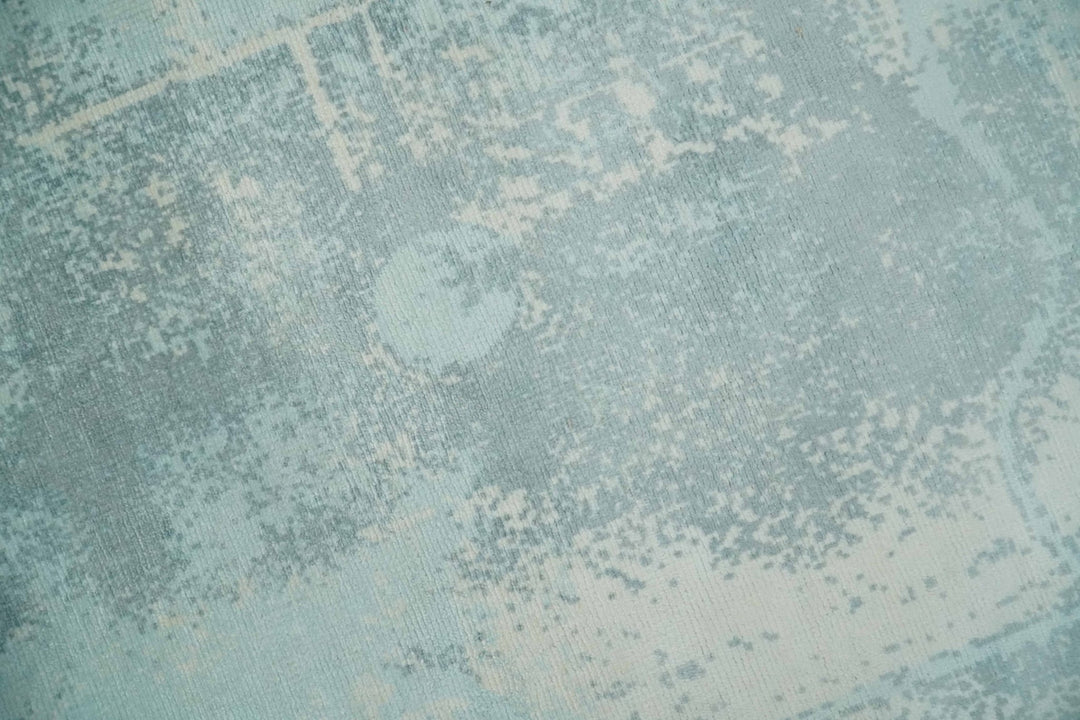 Modern Abstract Light Blue, Beige and Gray Hand loom 5x8 wool and Viscose Area Rug - The Rug Decor