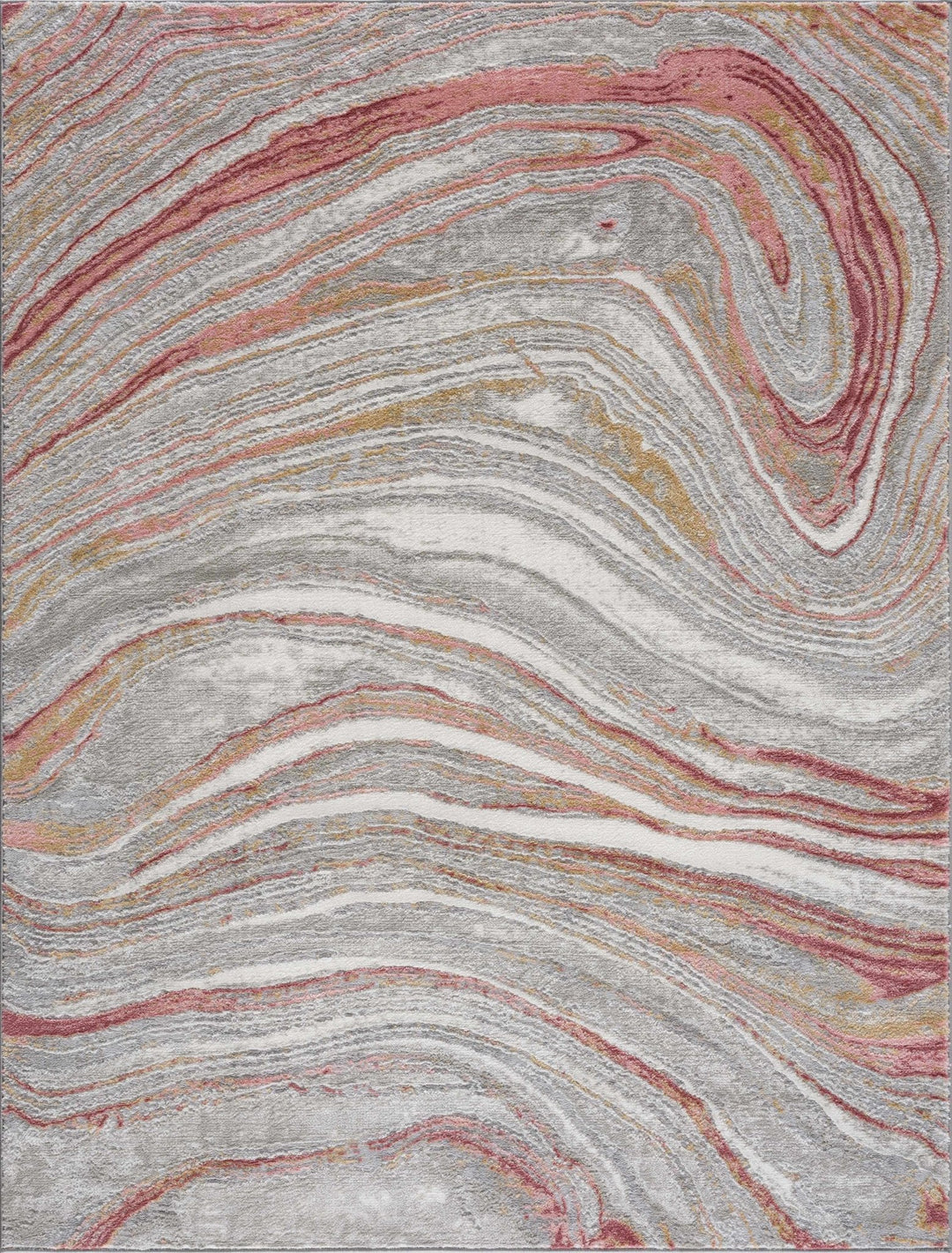 Modern Abstract Marble Design Gray, Ivory and Peach Area Rug - The Rug Decor