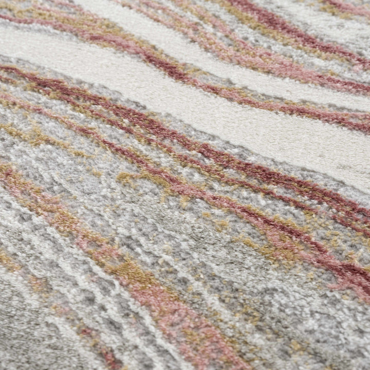 Modern Abstract Marble Design Gray, Ivory and Peach Area Rug - The Rug Decor