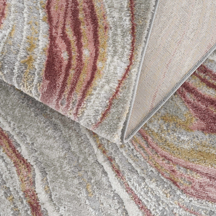 Modern Abstract Marble Design Gray, Ivory and Peach Area Rug - The Rug Decor