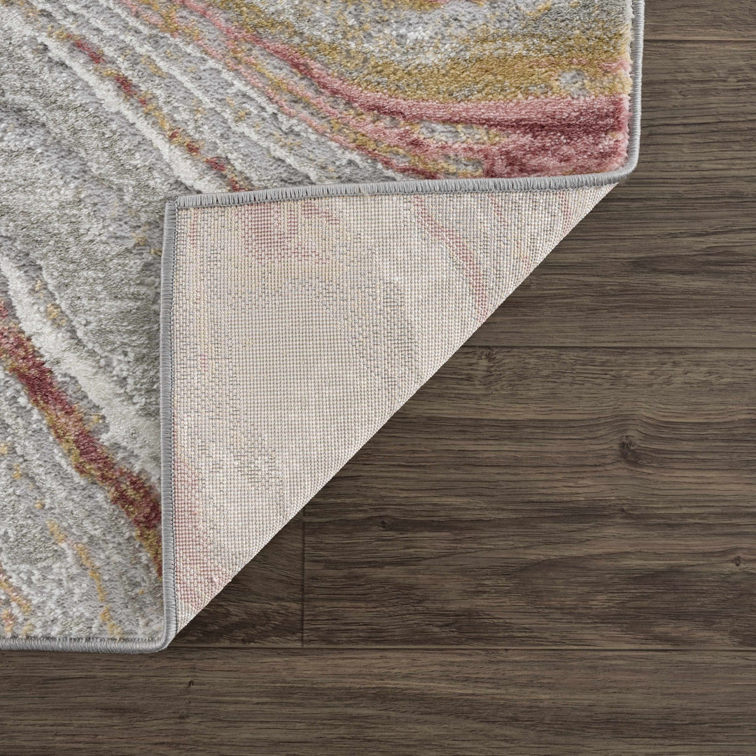 Modern Abstract Marble Design Gray, Ivory and Peach Area Rug - The Rug Decor