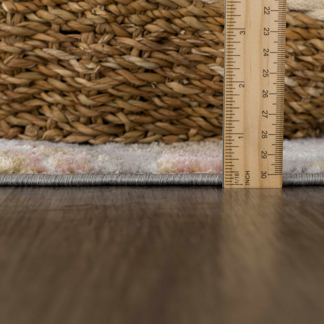 Modern Abstract Marble Design Gray, Ivory and Peach Area Rug - The Rug Decor