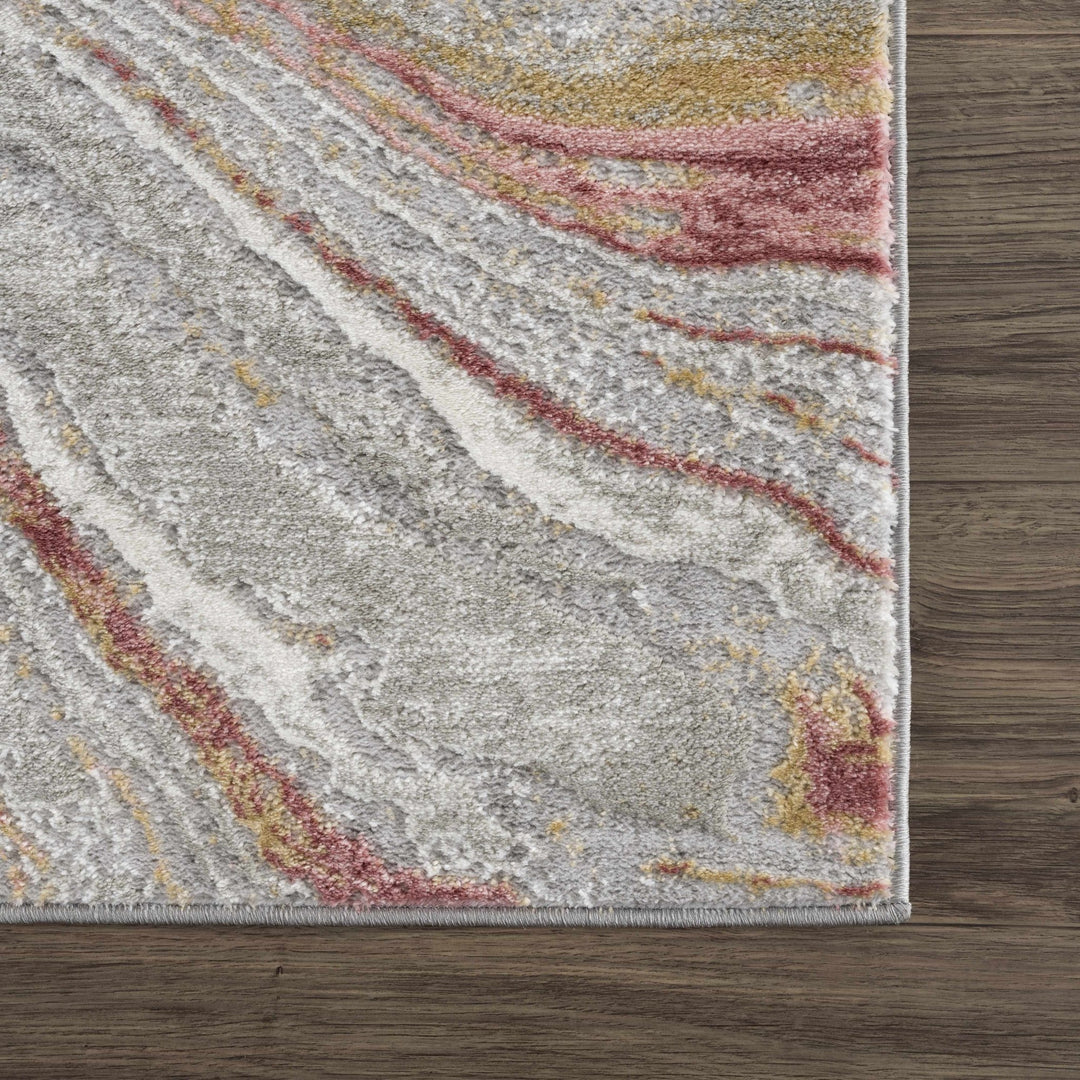 Modern Abstract Marble Design Gray, Ivory and Peach Area Rug - The Rug Decor