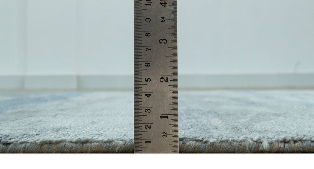 Modern Abstract Pattern Blue And Silver Hand Knotted 4x6 Bamboo Silk Area Rug - The Rug Decor