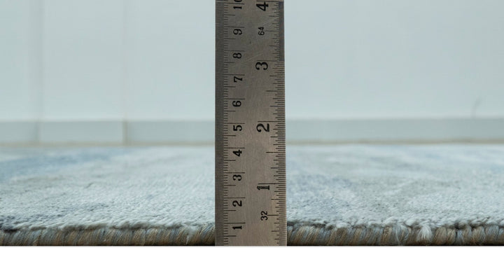 Modern Abstract Pattern Blue And Silver Hand Knotted 4x6 Bamboo Silk Area Rug - The Rug Decor