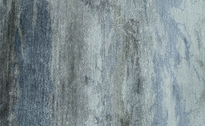 Modern Abstract Pattern Blue And Silver Hand Knotted 4x6 Bamboo Silk Area Rug - The Rug Decor