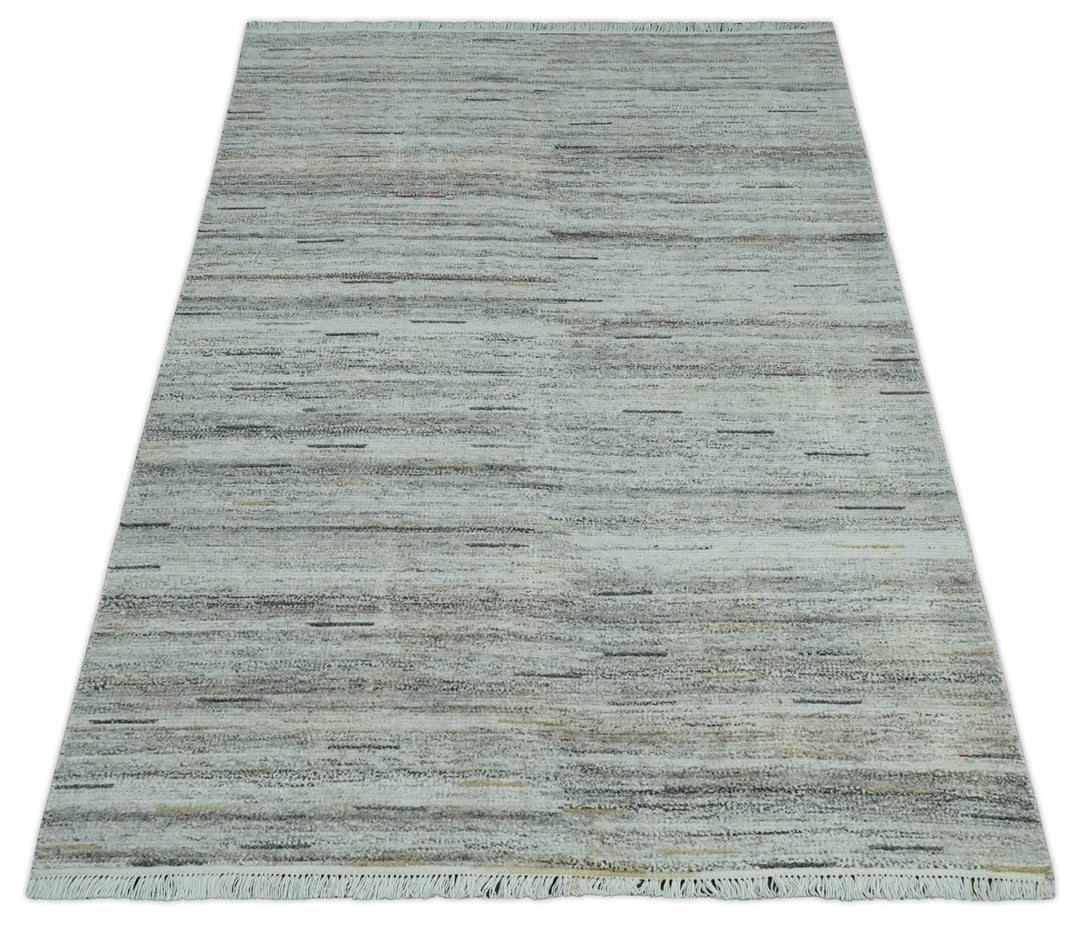 Modern Abstract Silver, Gray and Charcoal Dari 5x8 Pet yarn Area Rug - The Rug Decor