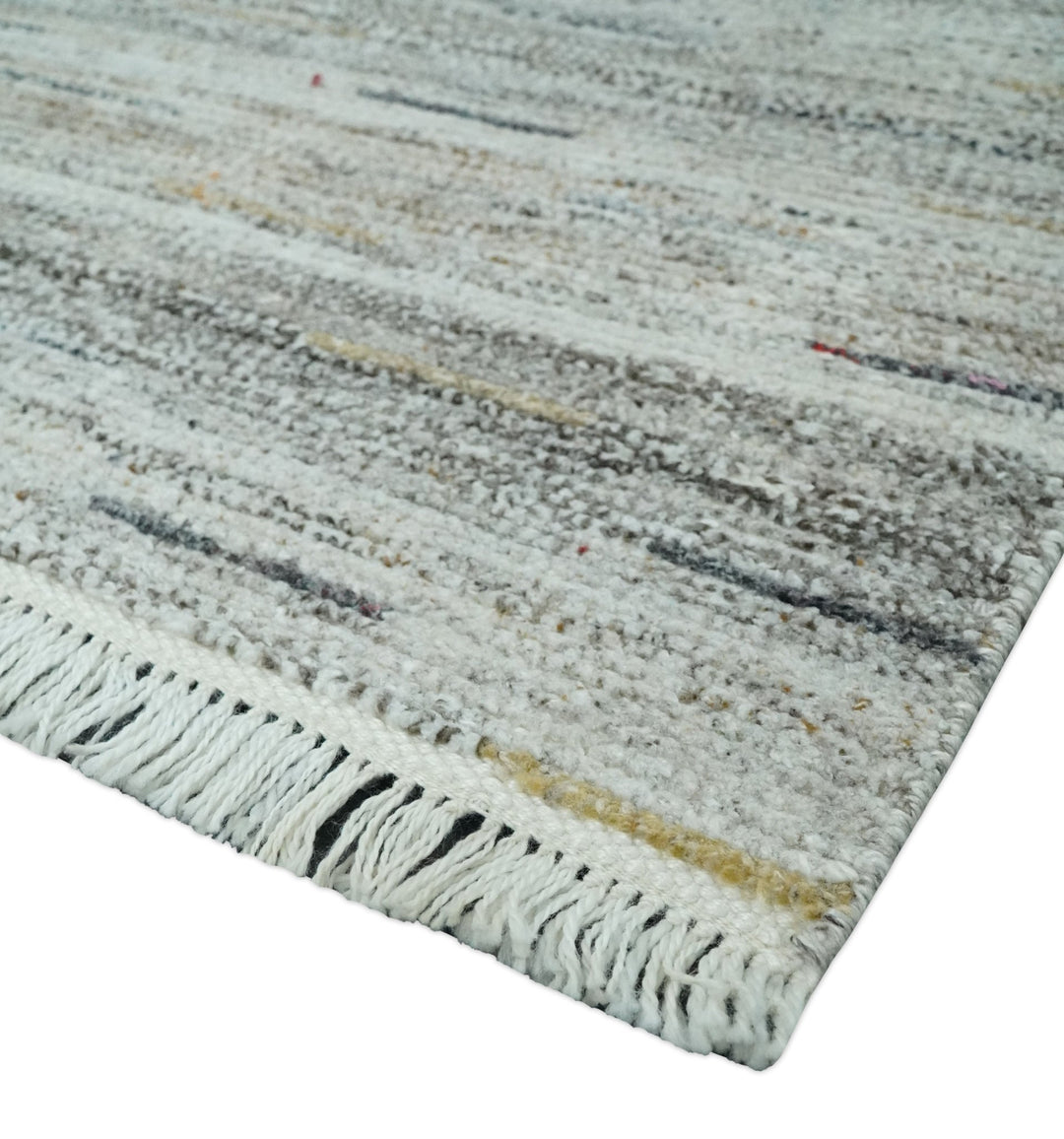 Modern Abstract Silver, Gray and Charcoal Dari 5x8 Pet yarn Area Rug - The Rug Decor