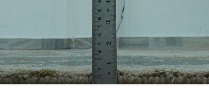 Modern Abstract Silver, Gray, Olive and Tan Hand Knotted 5x8 wool Area Rug - The Rug Decor