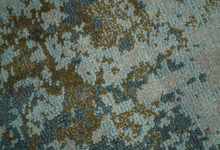 Modern Abstract Silver, Gray, Olive and Tan Hand Knotted 5x8 wool Area Rug - The Rug Decor