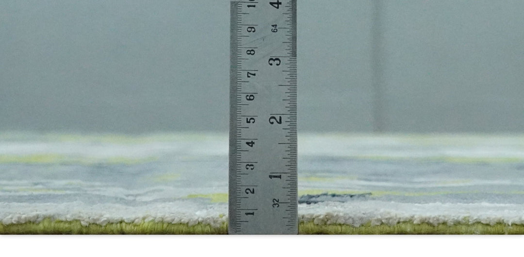 Modern Abstract Silver, Green and Gray Hand Knotted 8x10 Wool and Bamboo Silk Area Rug - The Rug Decor