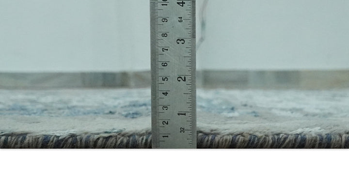 Modern Abstract Taupe, Aqua, Blue and Gray Hand Knotted 5x8 wool Area Rug - The Rug Decor