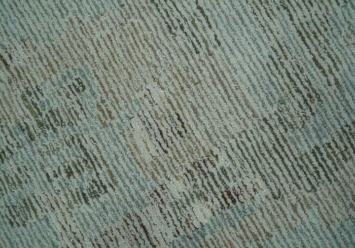 Modern Abstract Teal, Olive and Ivory Hand Tufted Multi Size wool area rug - The Rug Decor