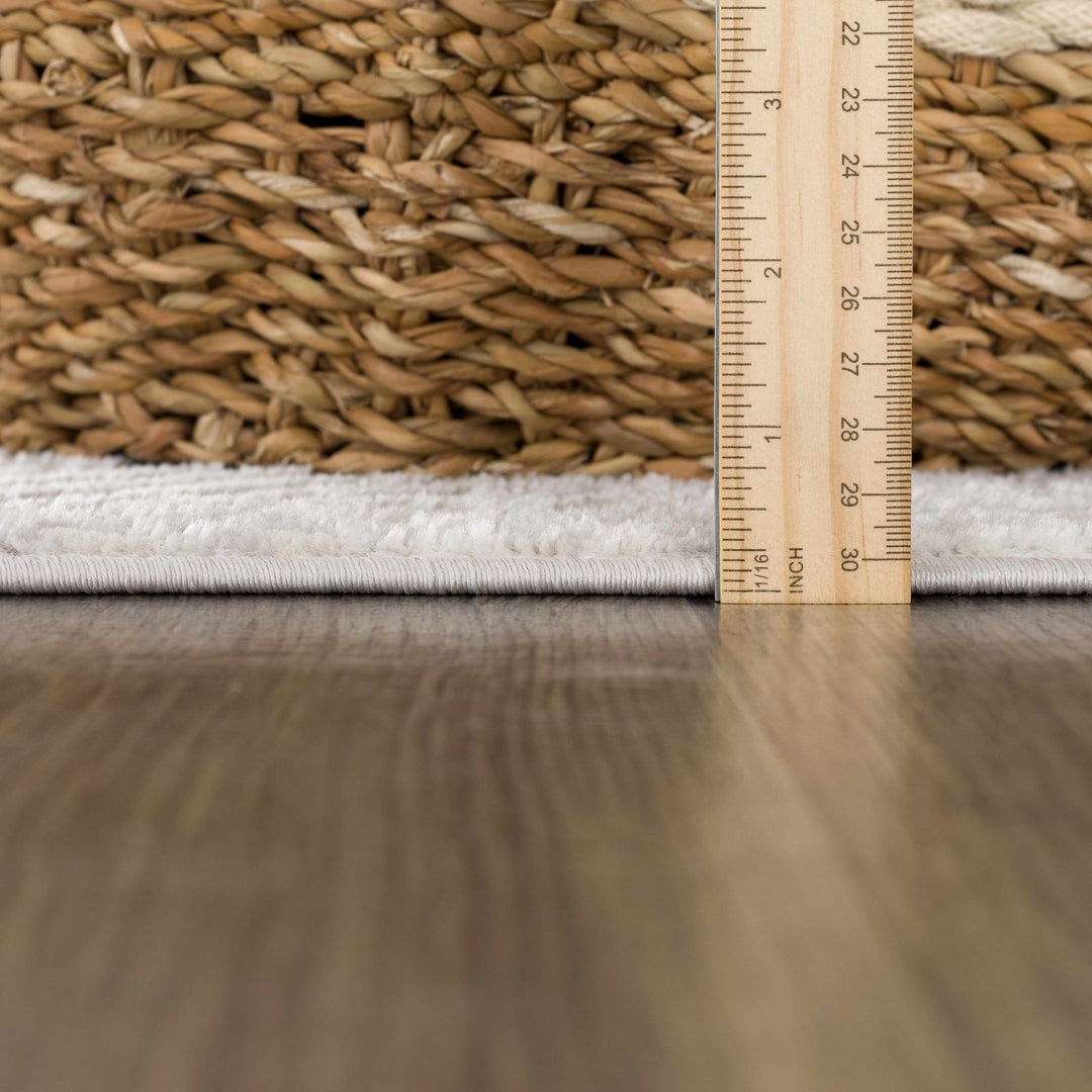 Modern Chevron Pattern Ivory, Beige and Pink Area Rug - The Rug Decor